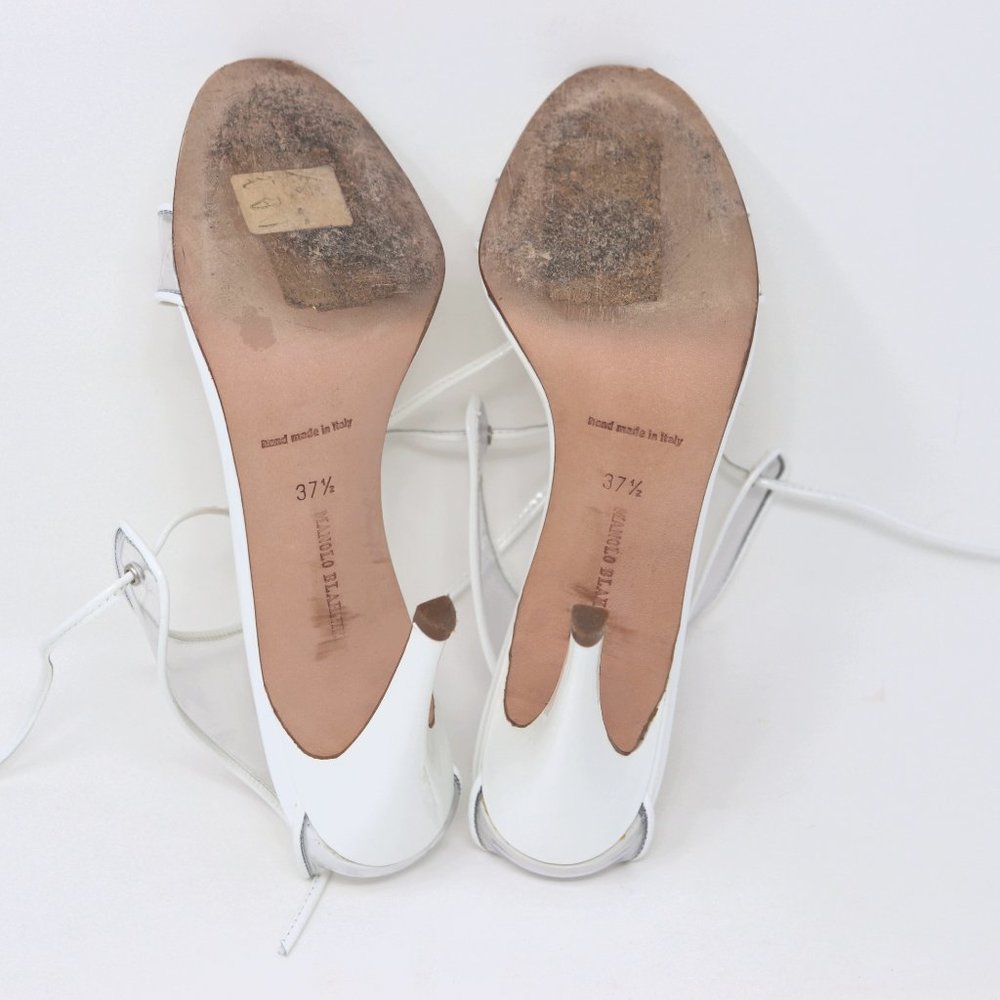 37.5 Manolo Clear PVC Ankle Tie Strap Sandals - Picture 8 of 8